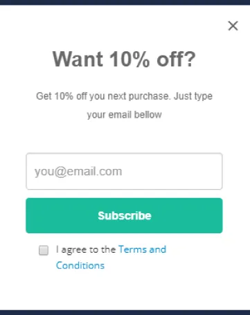 Discount popup template