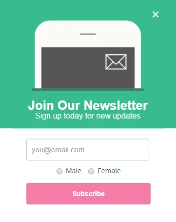 Newsletter gender popup template