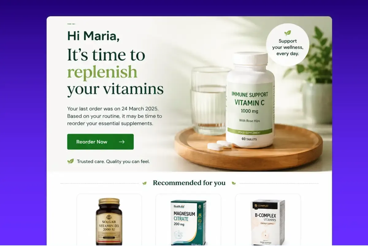 Retention and next best recommendation journey for pharmacy customers