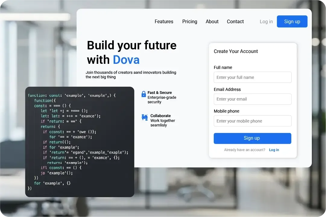 Custom domain landing page with signup form