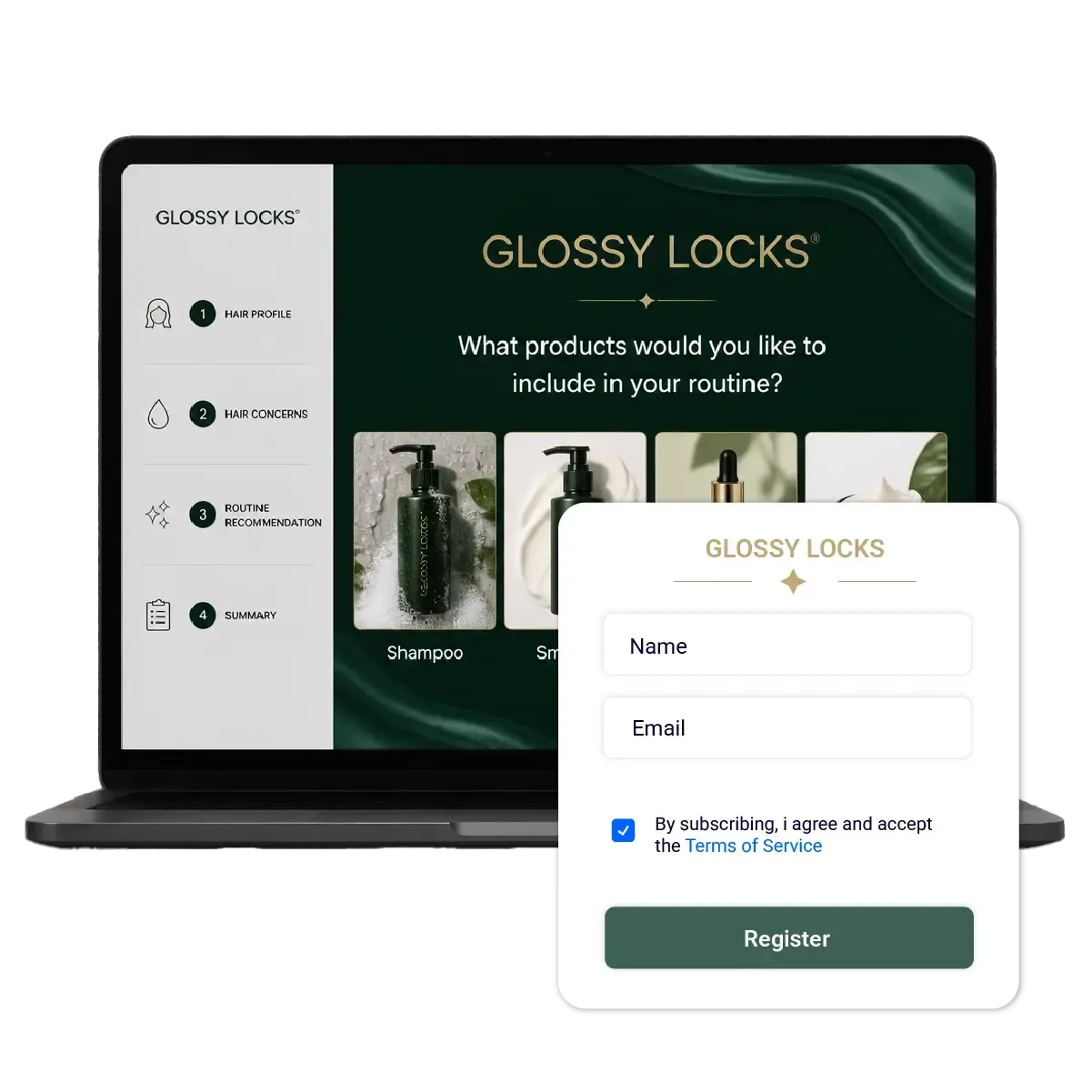 Web form campaign preview on laptop