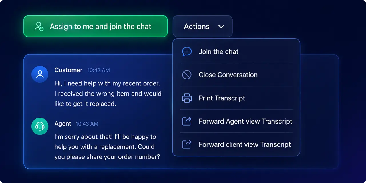 Transcript and email sharing